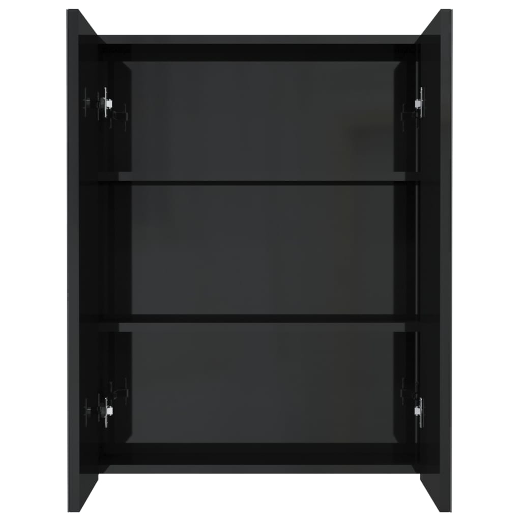 Armário espelhado p/ casa banho 60x15x75 cm MDF preto brilhante