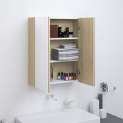 Armário espelhado p/ casa banho 60x15x75 cm MDF branco/carvalho