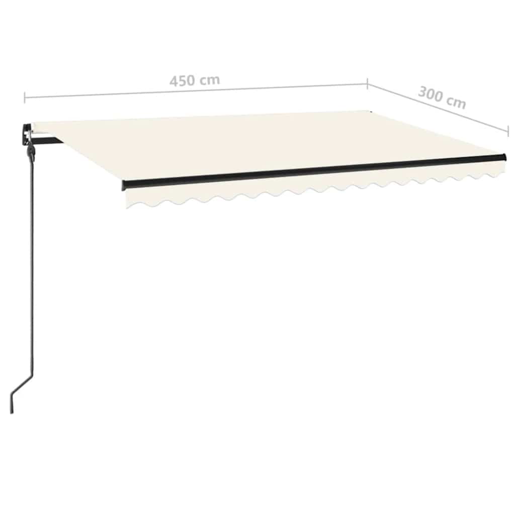Toldo retrátil manual 450x300 cm amarelo e branco