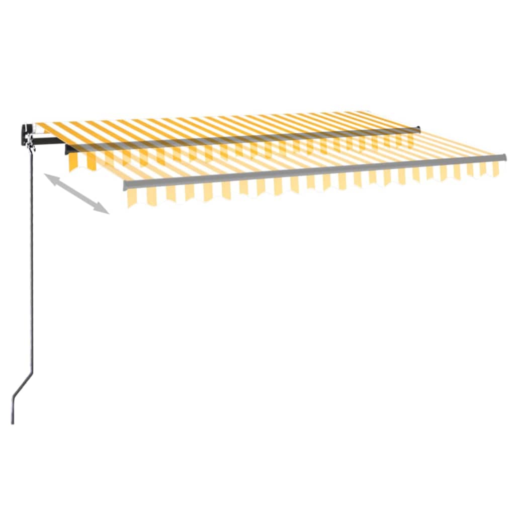 Toldo retrátil manual 450x300 cm amarelo e branco