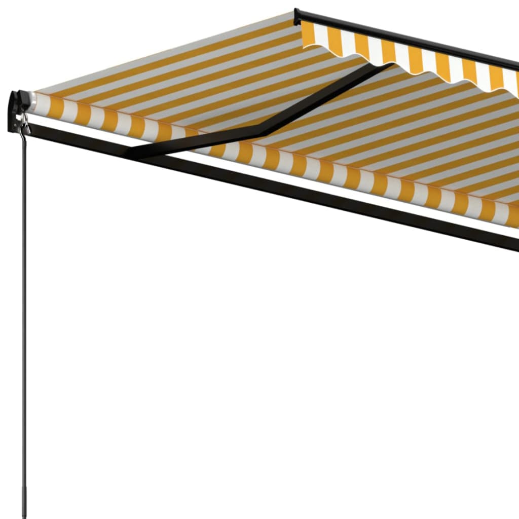 Toldo retrátil manual 450x300 cm amarelo e branco