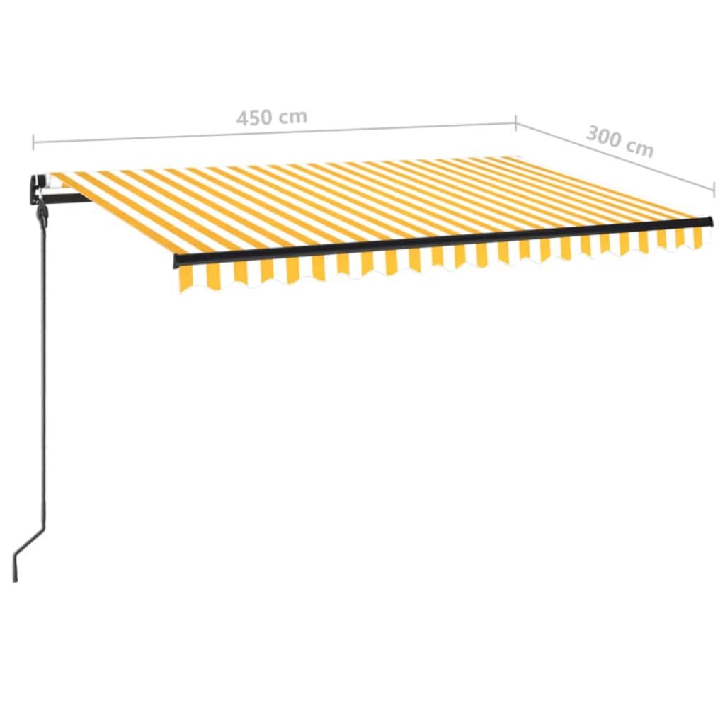 Toldo retrátil manual 450x300 cm amarelo e branco