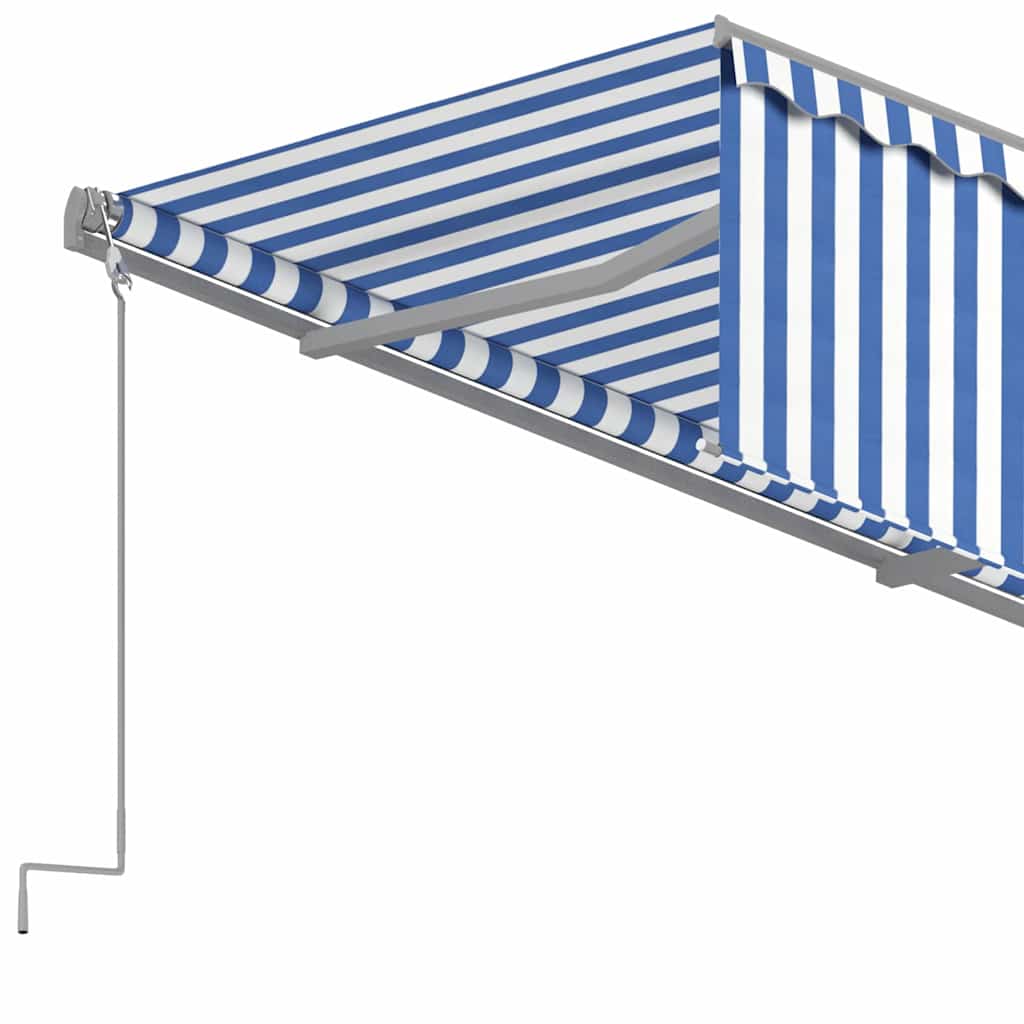 Toldo retrátil manual com estore 4,5x3 m azul e branco