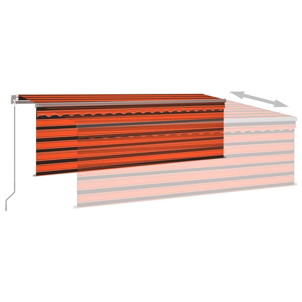 Toldo retrátil manual com estore 4,5x3 m laranja/castanho