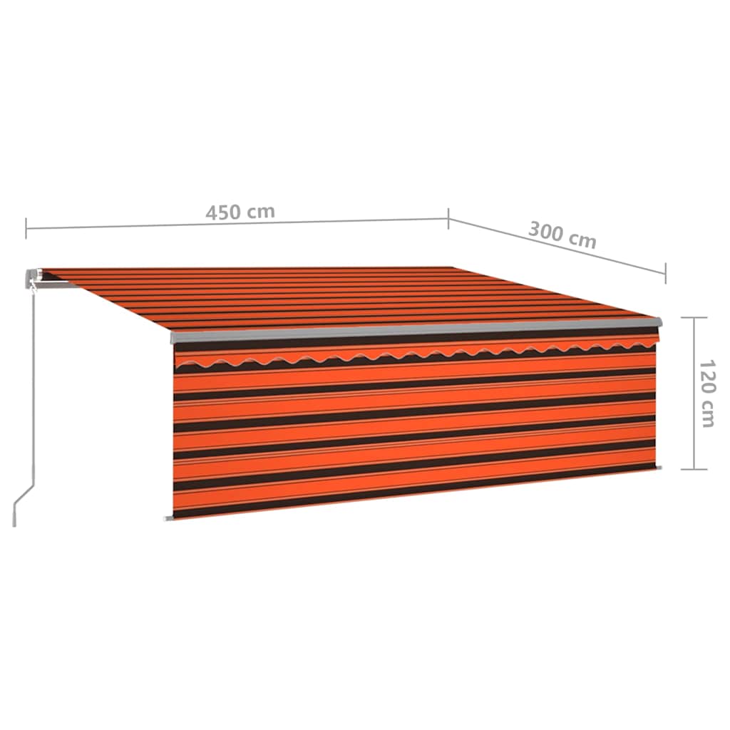 Toldo retrátil manual com estore 4,5x3 m laranja/castanho