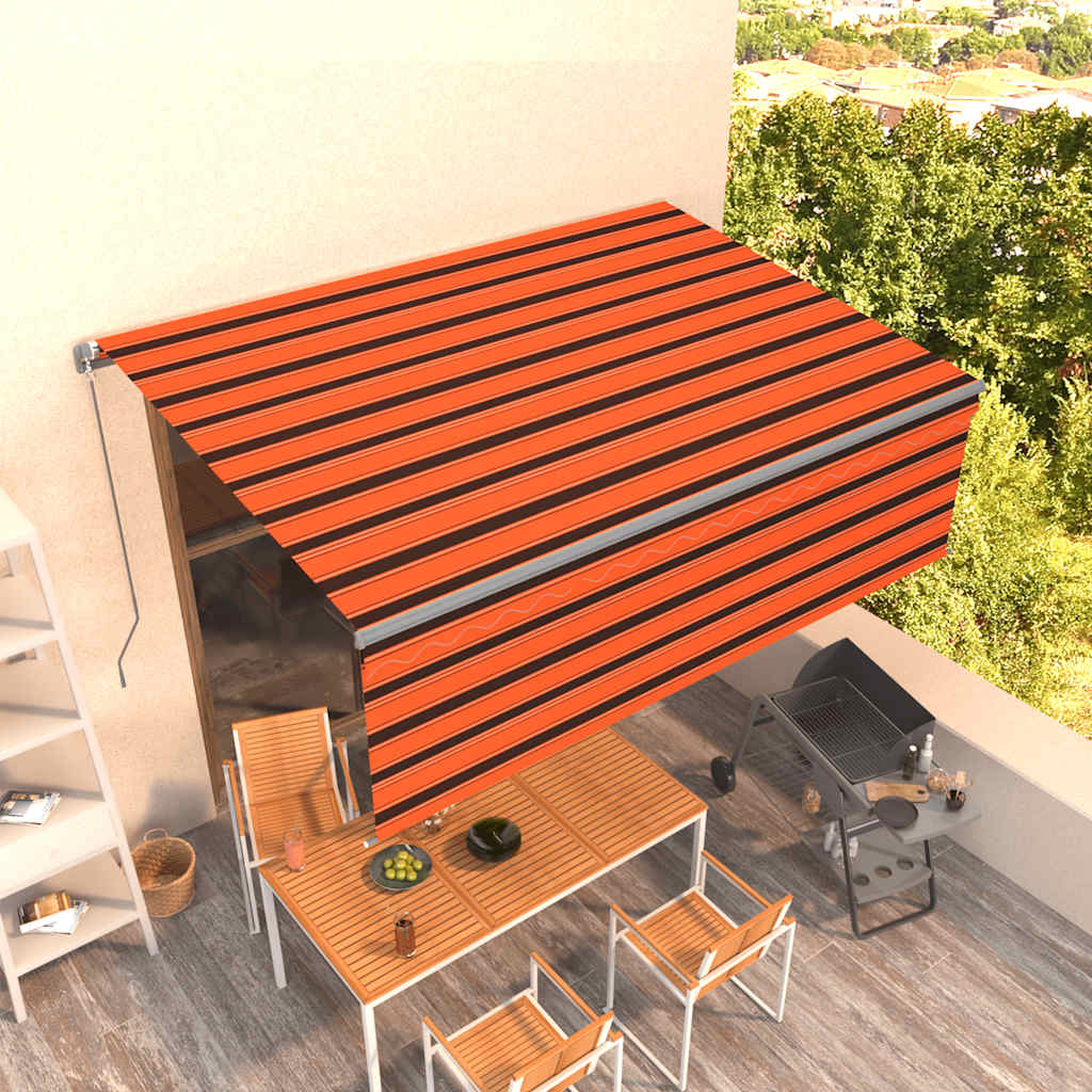 Toldo retrátil manual com estore 4,5x3 m laranja/castanho