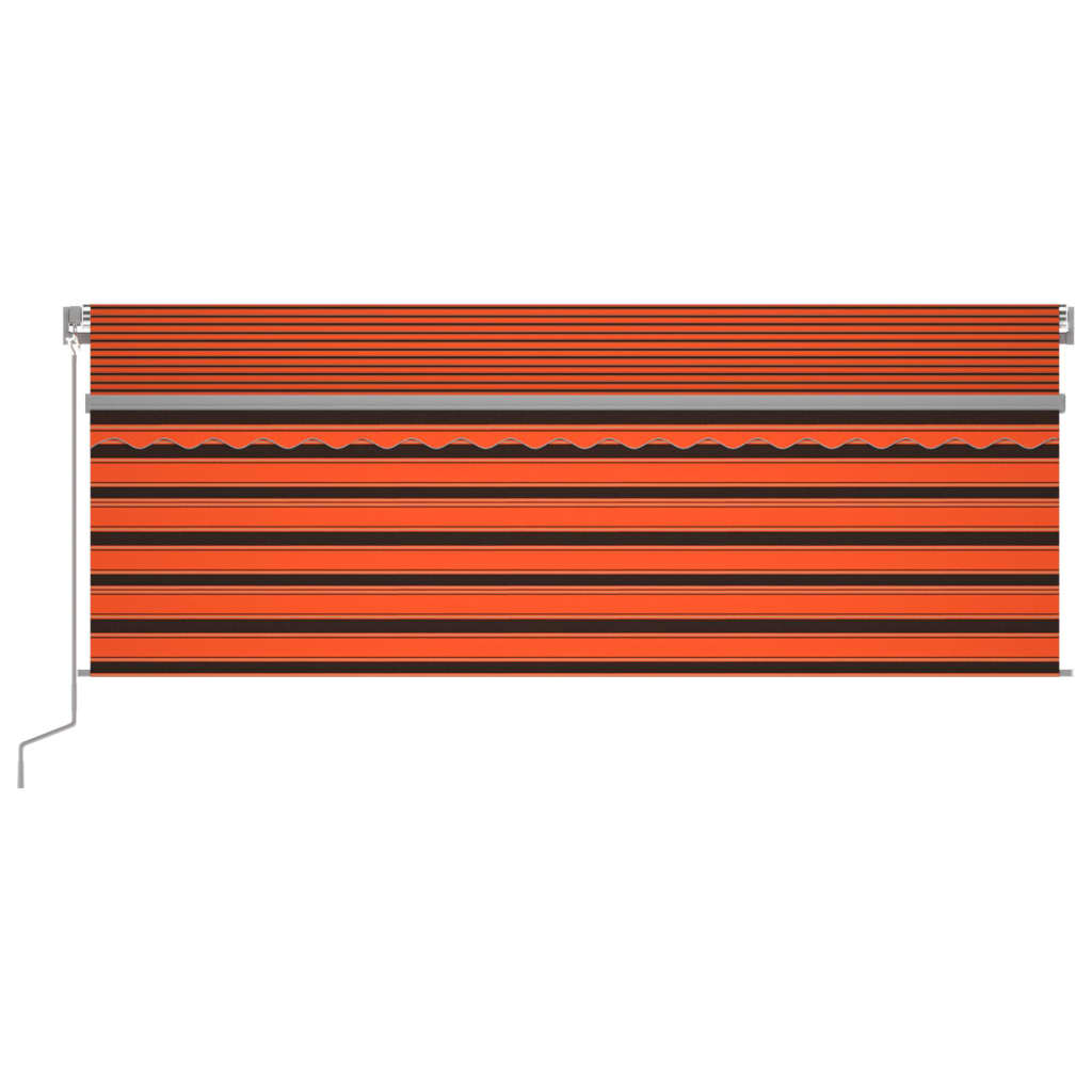 Toldo autom. LED e sensor de vento 4,5x3 m laranja e castanho