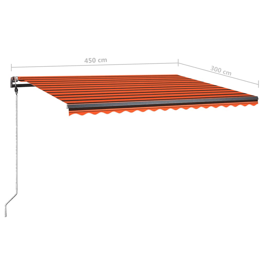 Toldo retrátil manual independente 450x300cm laranja e castanho