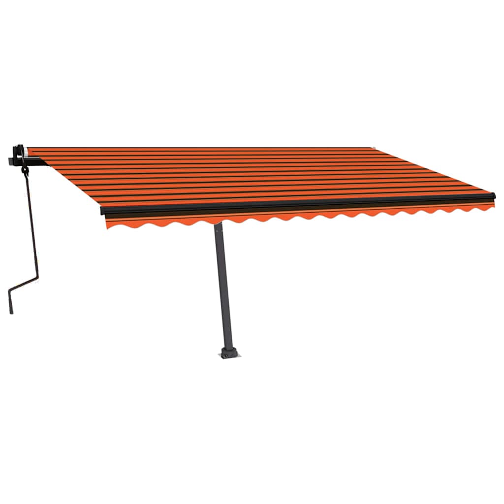 Toldo retrátil manual independente 450x300cm laranja e castanho