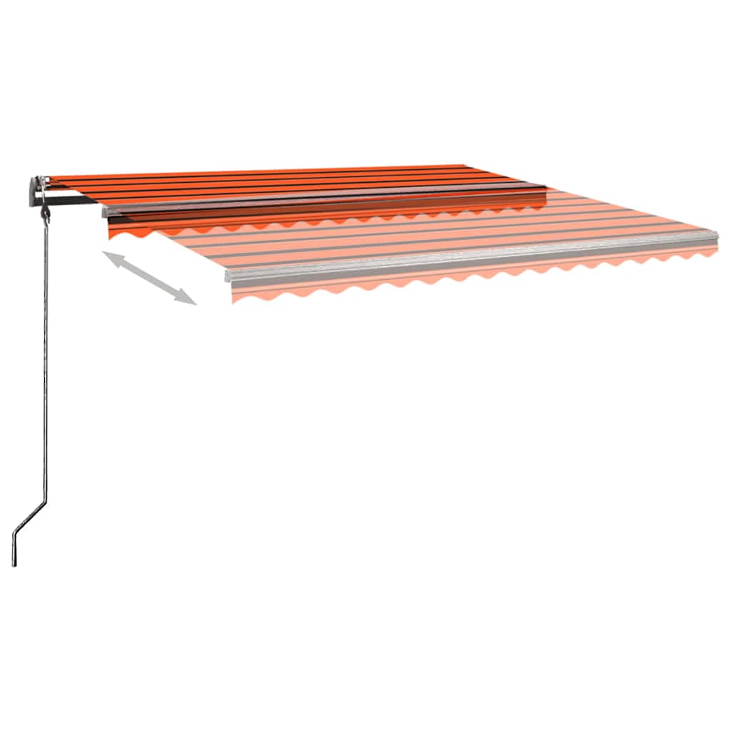 Toldo retrátil manual independente 450x300cm laranja e castanho