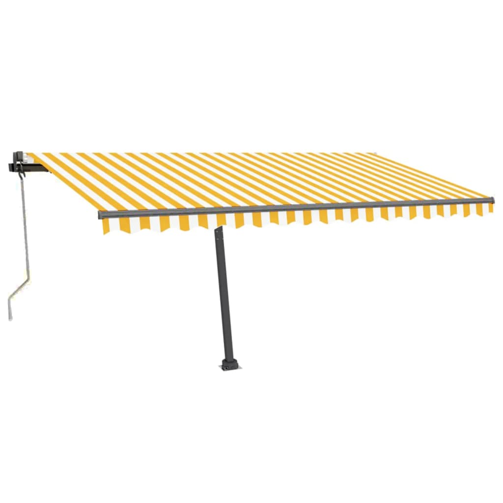 Toldo autom. LED e sensor de vento 450x300 cm amarelo/branco