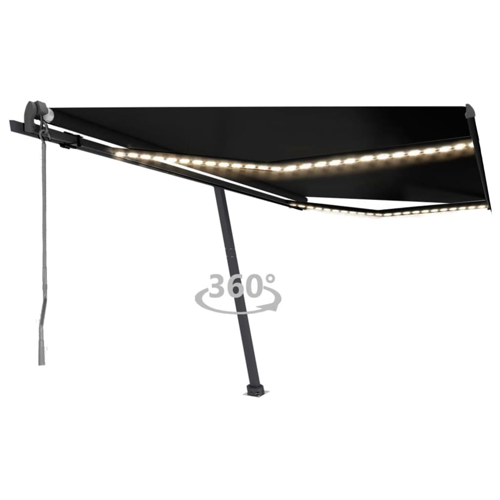 Toldo automático com LED e sensor de vento 400x350 cm antracite