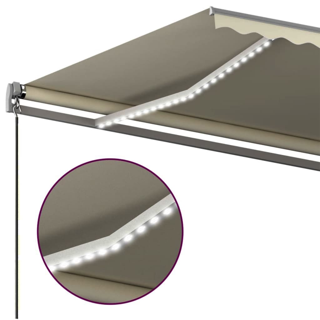 Toldo automático com LED e sensor de vento 450x350 cm cor creme