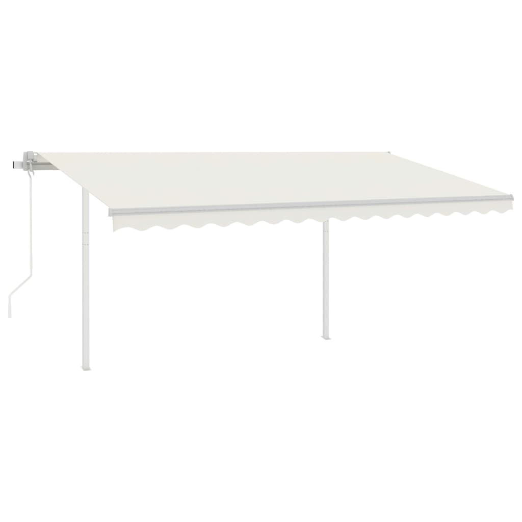 Toldo retrátil automático com postes 4,5x3,5 m cor creme