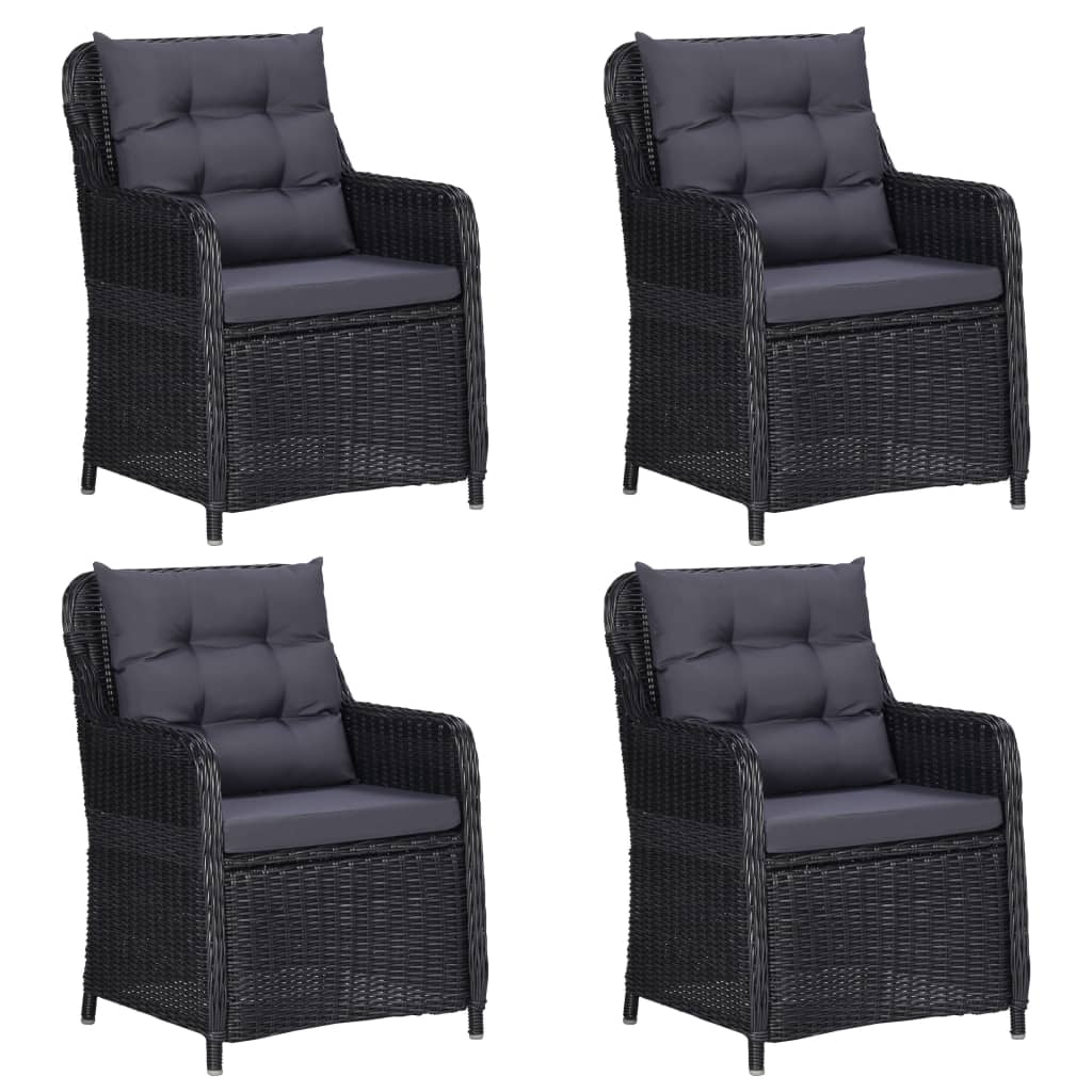 5 pcs conjunto de jantar para jardim preto