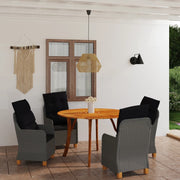 5 pcs conjunto de jantar para jardim cinzento-escuro