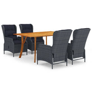 5 pcs conjunto de jantar para jardim cinzento-escuro