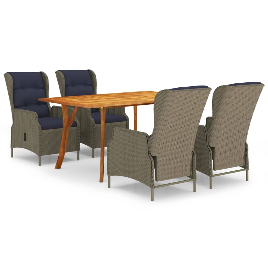 5 pcs conjunto de jantar para jardim cinzento-escuro