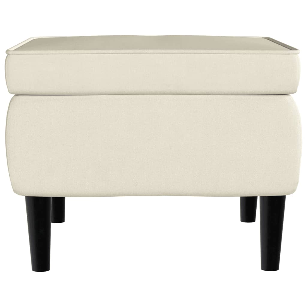 Banco com pernas de madeira em veludo creme