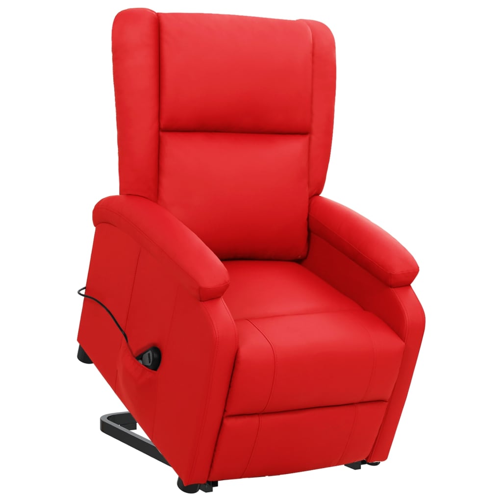 Poltrona elevatória couro artificial vermelho
