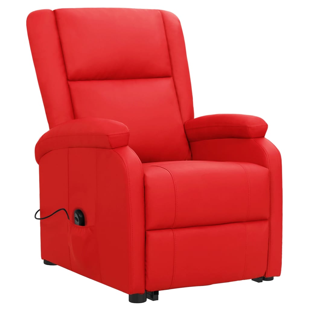 Poltrona elevatória couro artificial vermelho