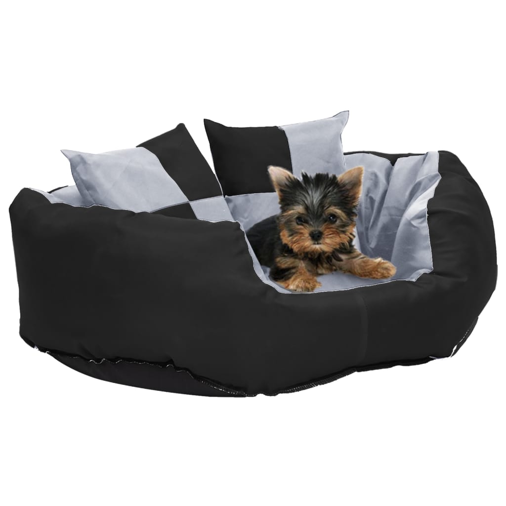 Almofadão p/ cães reversível e lavável 150x120x25cm cinza/preto