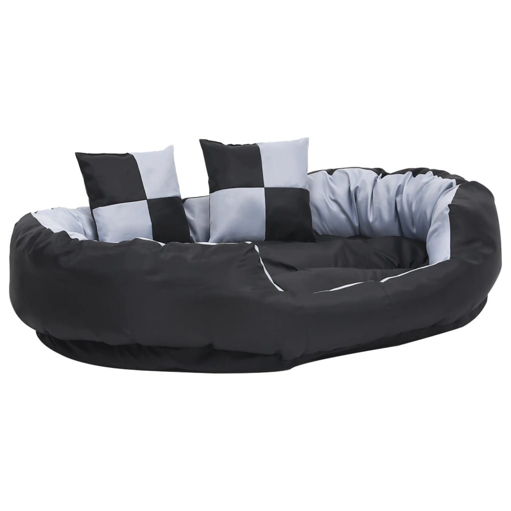 Almofadão p/ cães reversível e lavável 150x120x25cm cinza/preto