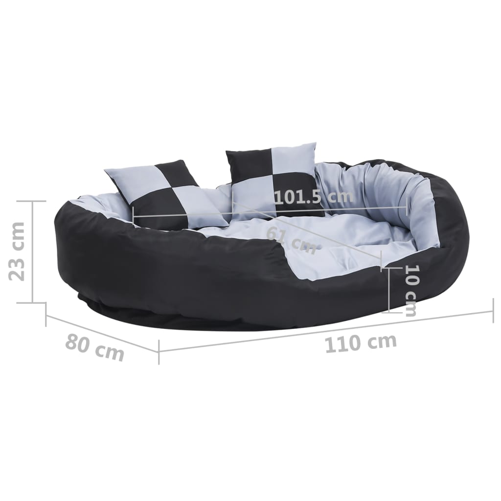 Almofadão p/ cães reversível e lavável 150x120x25cm cinza/preto