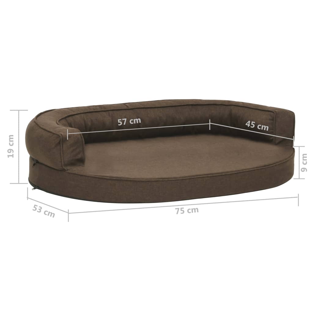 Cama p/ cães ergonómica 75x53cm aspeto linho cinzento-escuro