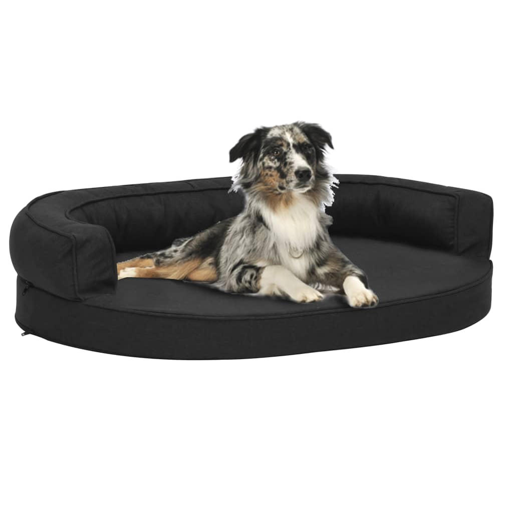 Cama p/ cães ergonómica 75x53cm aspeto linho cinzento-escuro