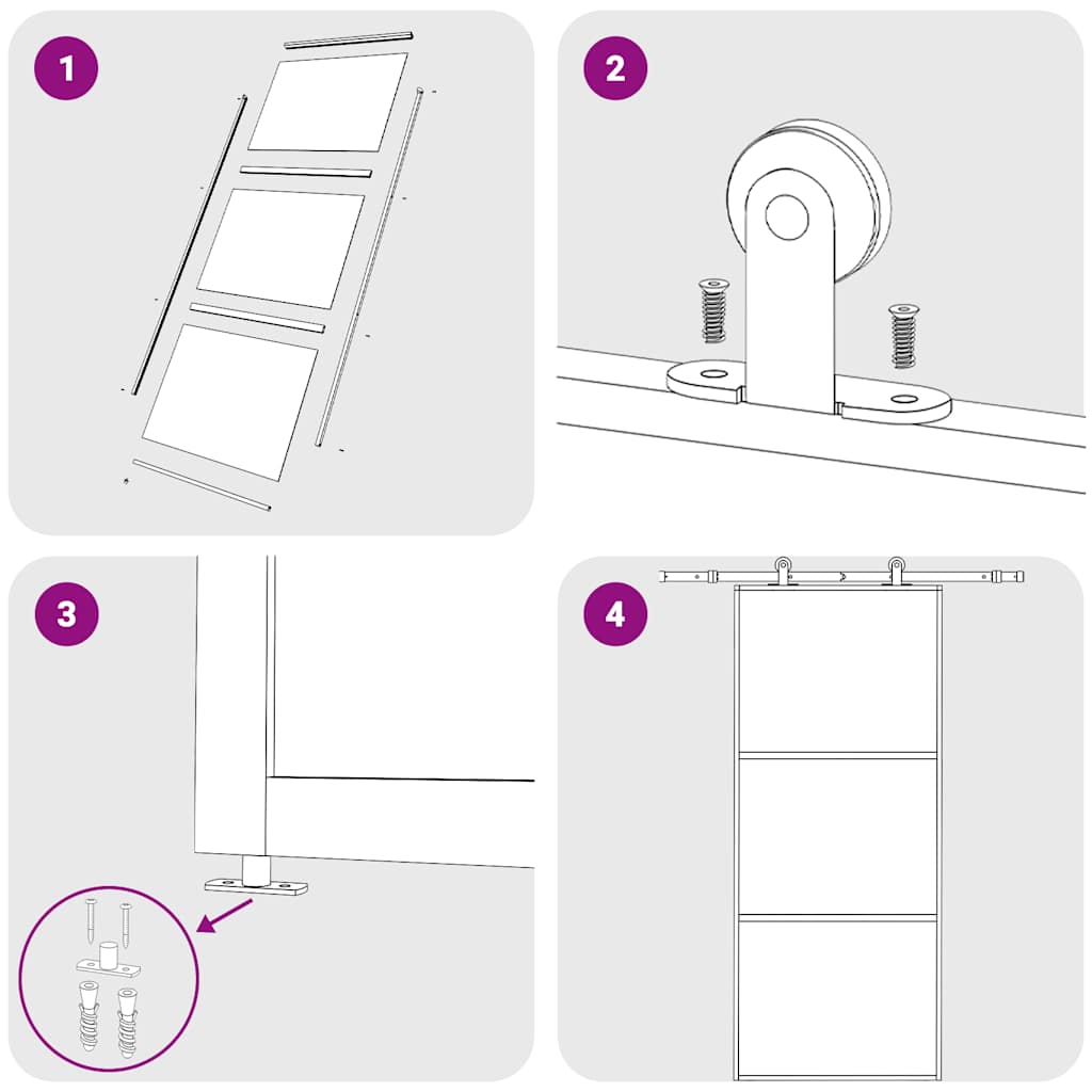 Porta deslizante em vidro ESG e alumínio 102x205 cm preto