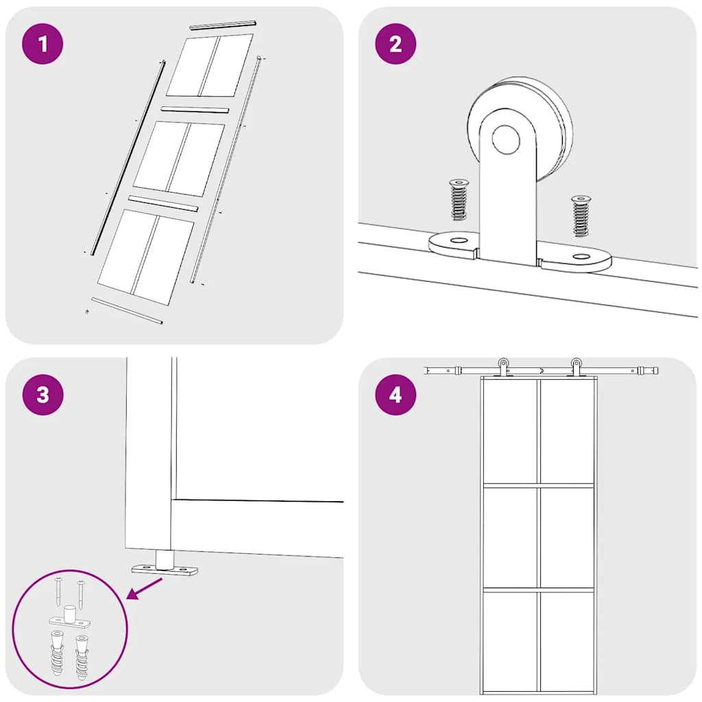 Porta deslizante em vidro ESG e alumínio 102x205 cm preto
