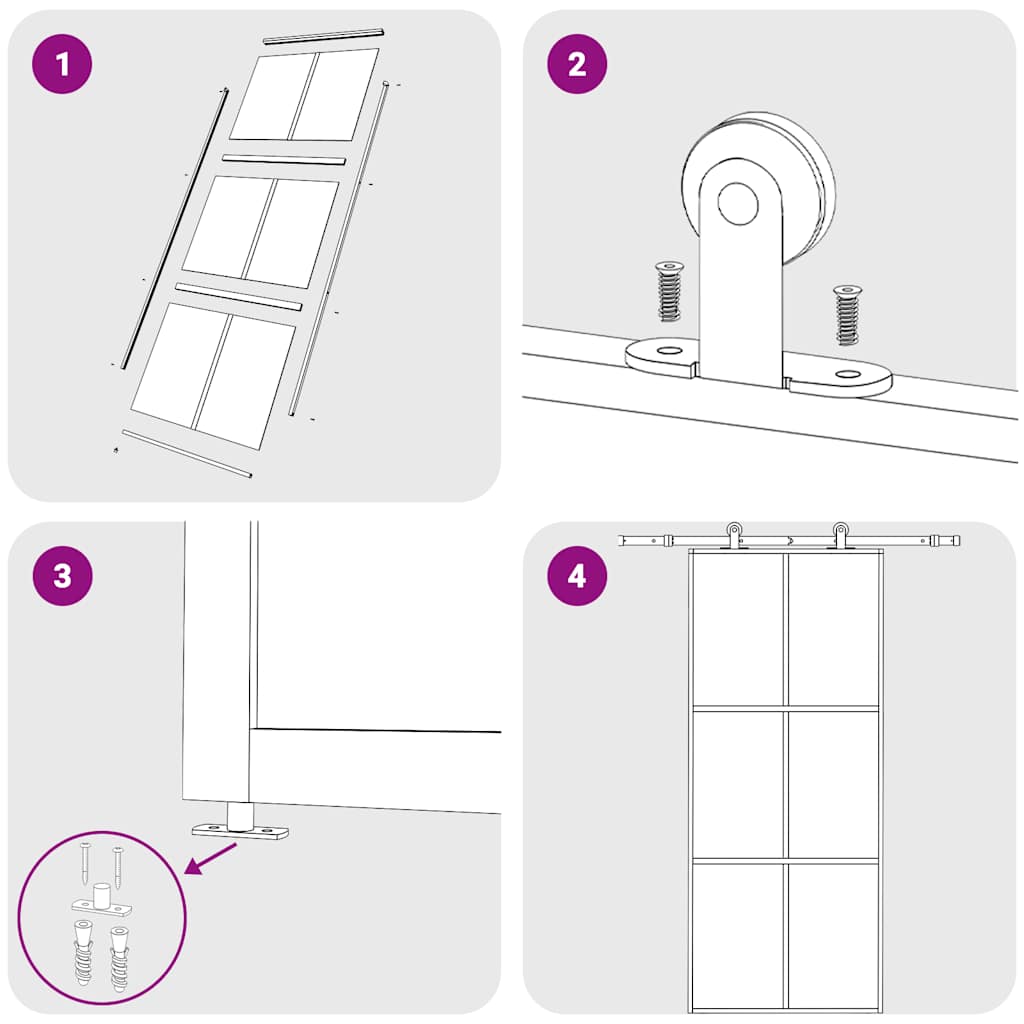 Porta deslizante em vidro ESG e alumínio 102x205 cm preto