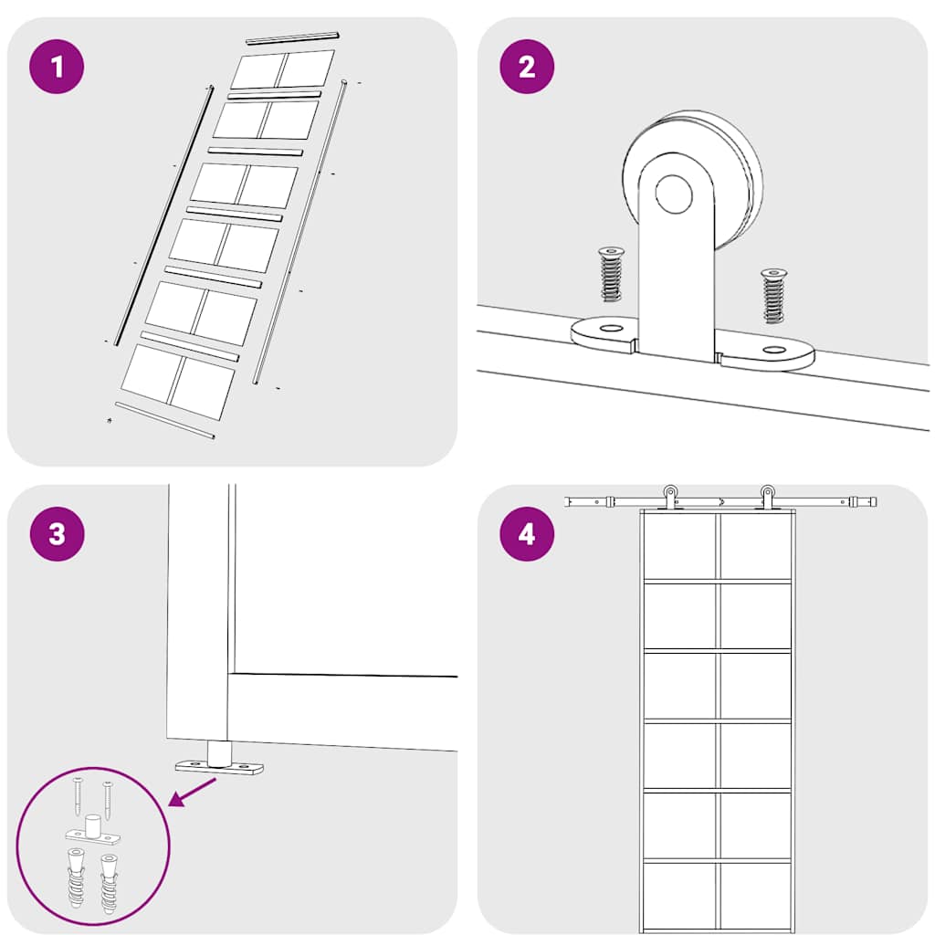 Porta deslizante em vidro ESG e alumínio 102x205 cm preto