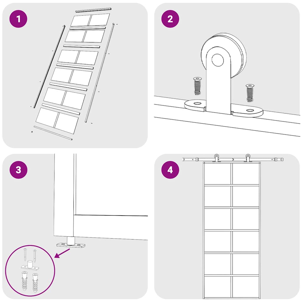 Porta deslizante em vidro ESG e alumínio 102x205 cm preto