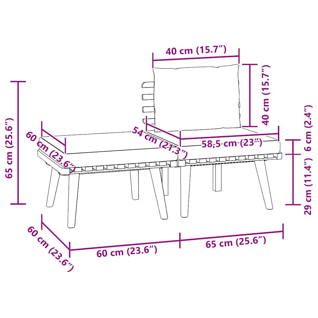 3 pcs conjunto lounge de jardim c/ almofadões acácia maciça