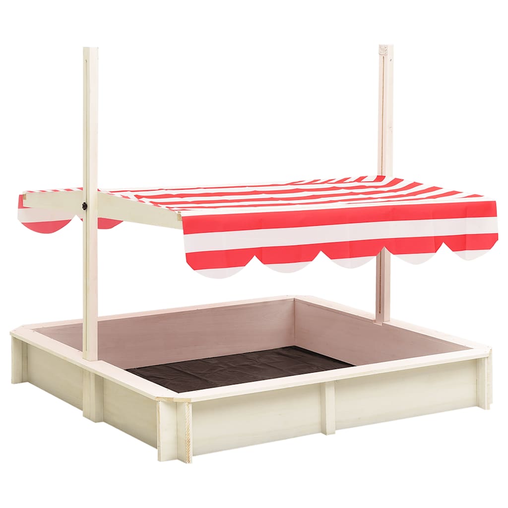 Caixa de areia c/ telhado ajustável abeto UV50 branco/vermelho