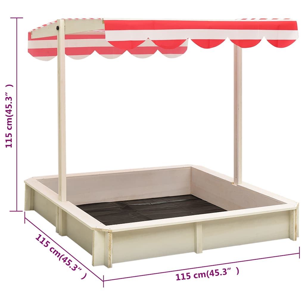 Caixa de areia c/ telhado ajustável abeto UV50 branco/vermelho