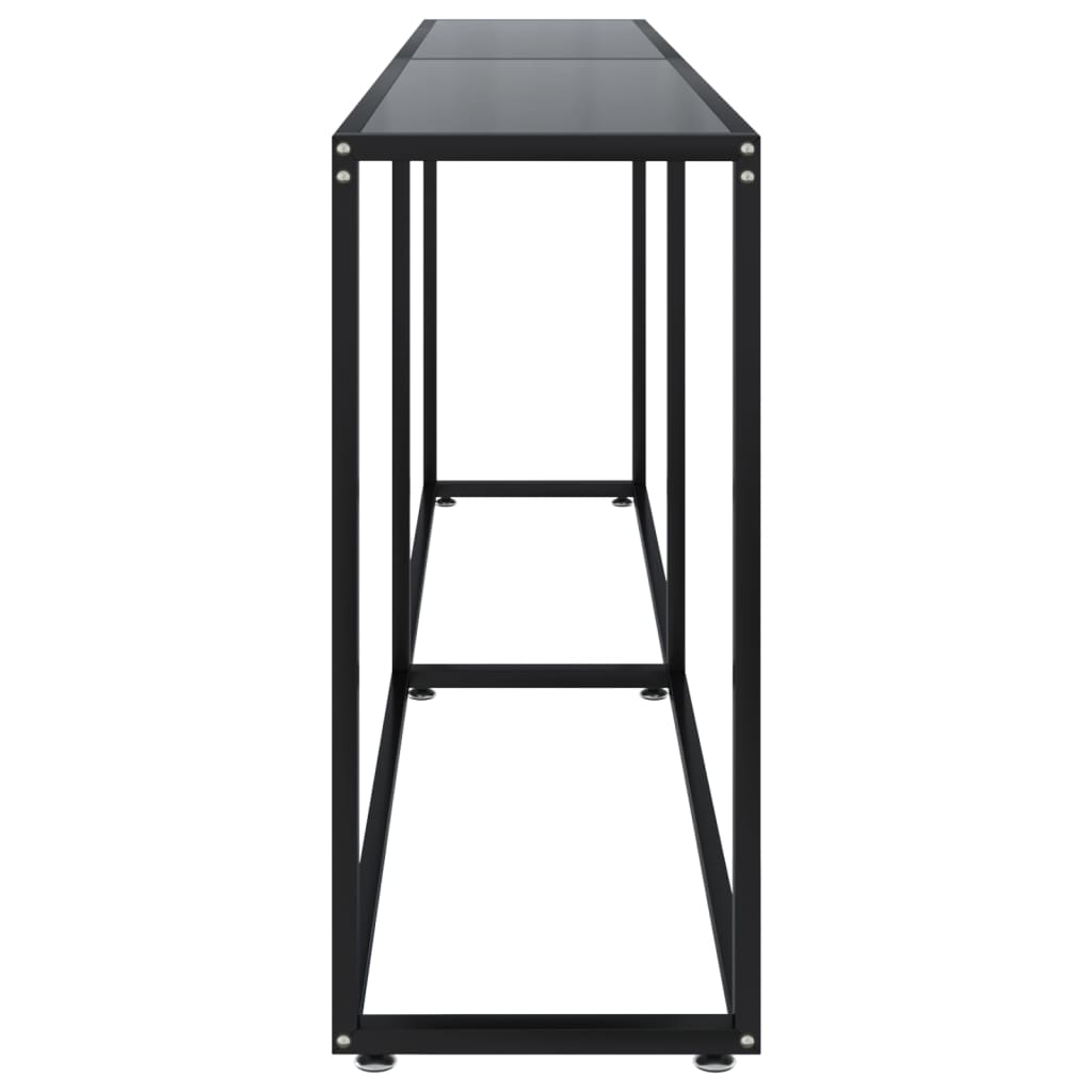Mesa consola preto 220x35x75,5 cm vidro temperado