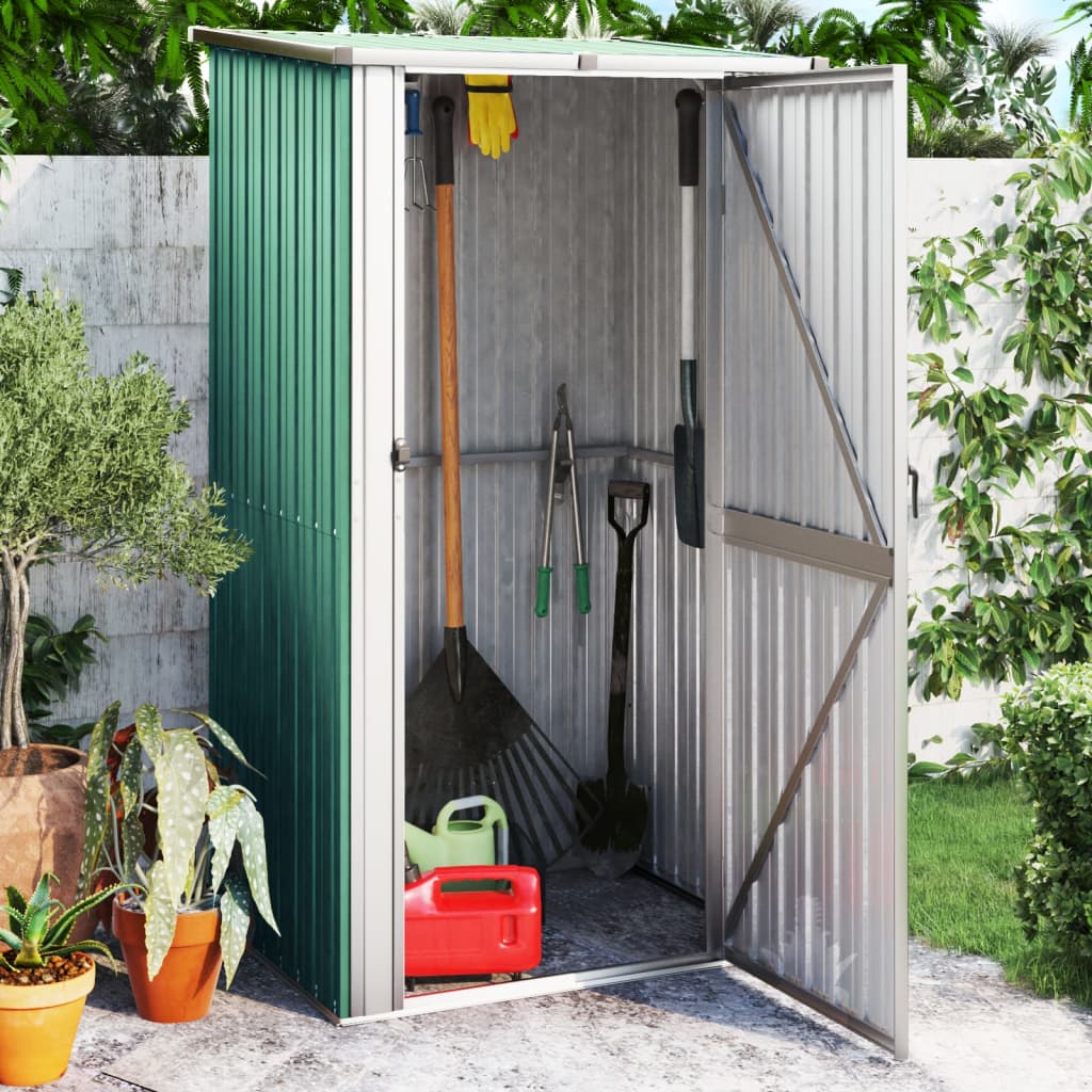 Abrigo de jardim castanho 118,5x97x209,5 cm aço galvanizado