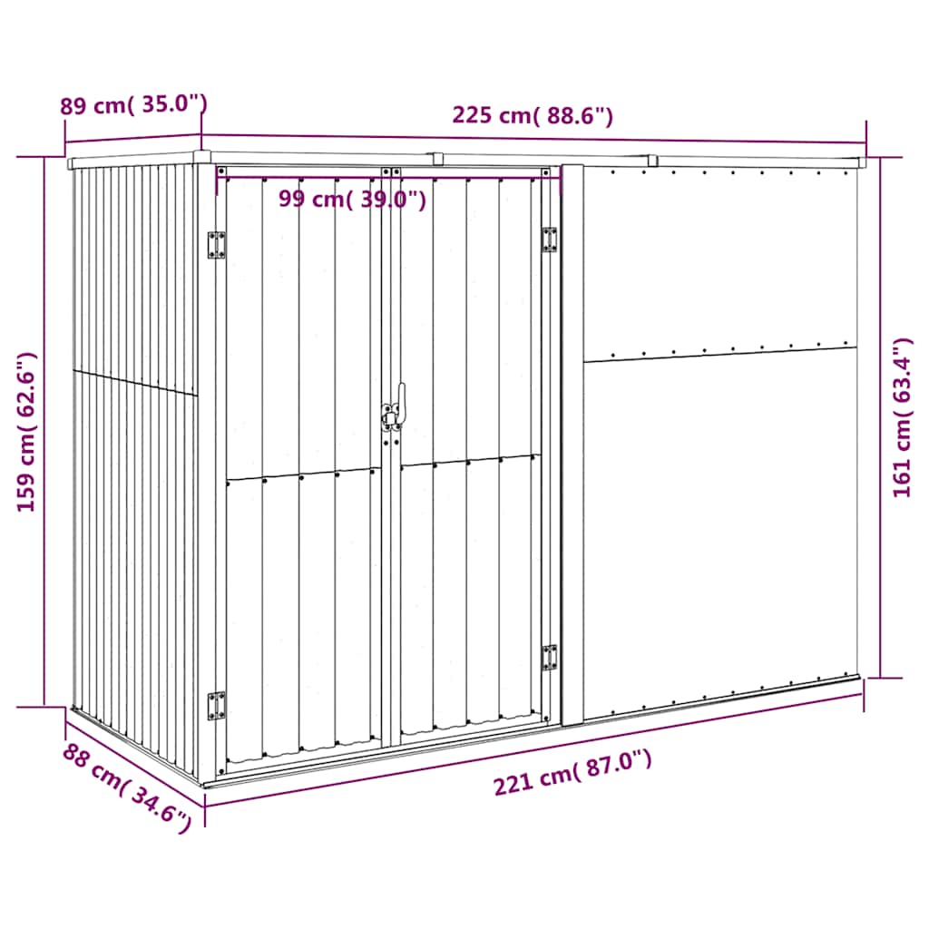 Abrigo ferramentas jardim aço galvanizado antracite