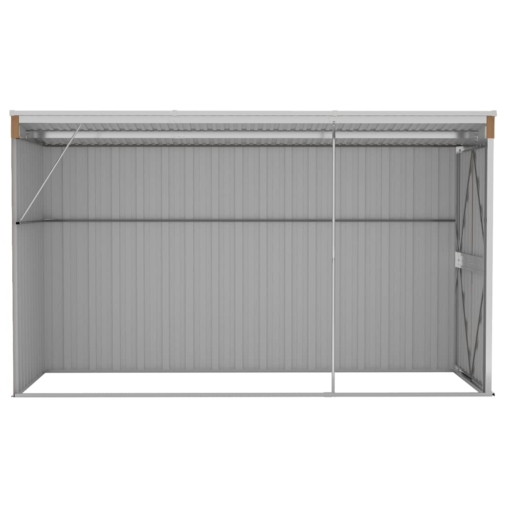 Abrigo de jardim de parede castanho 118x288x178 cm aço galvanizado