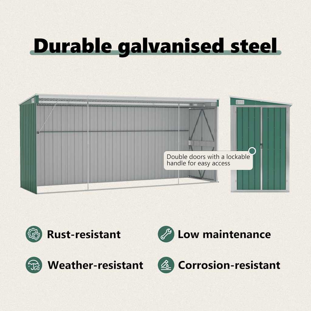 Abrigo suspenso p/ jardim 118x382x178 cm aço galvanizado verde