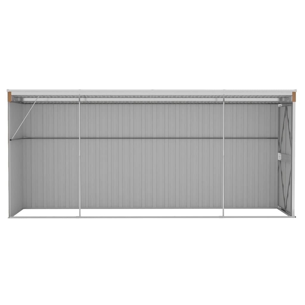 Abrigo de jardim de parede castanho 118x382x178 cm aço galvanizado