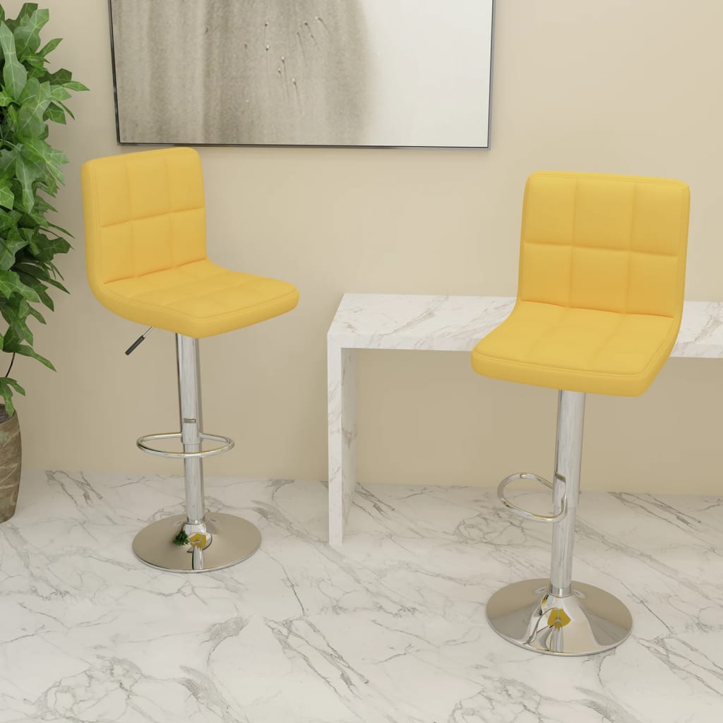 Bancos de bar 2 pcs tecido amarelo mostarda