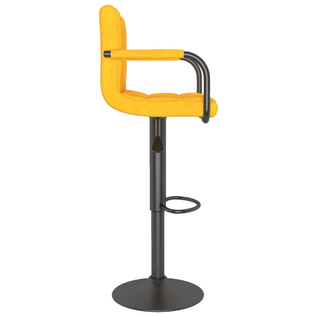 Banco de bar veludo amarelo mostarda