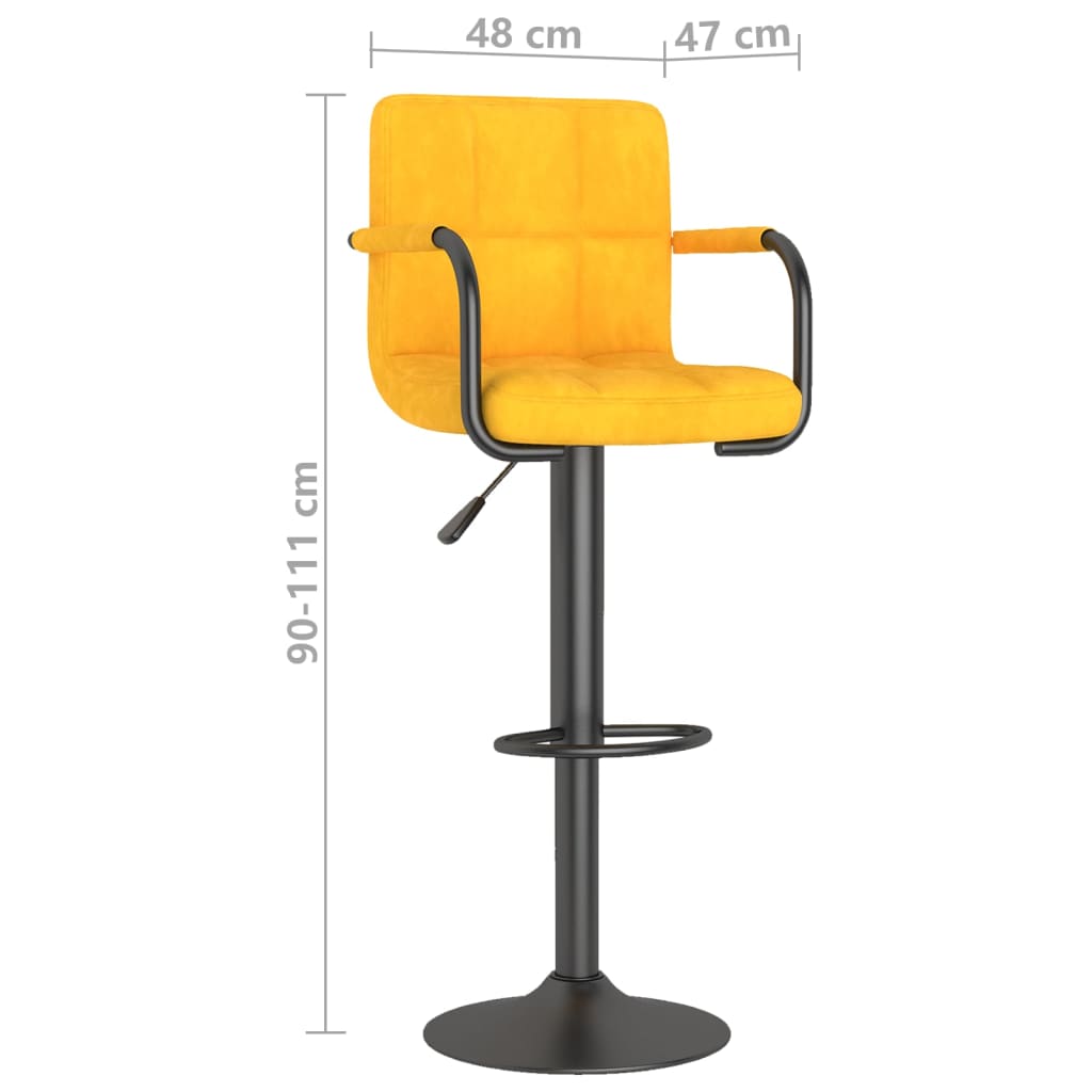 Banco de bar veludo amarelo mostarda