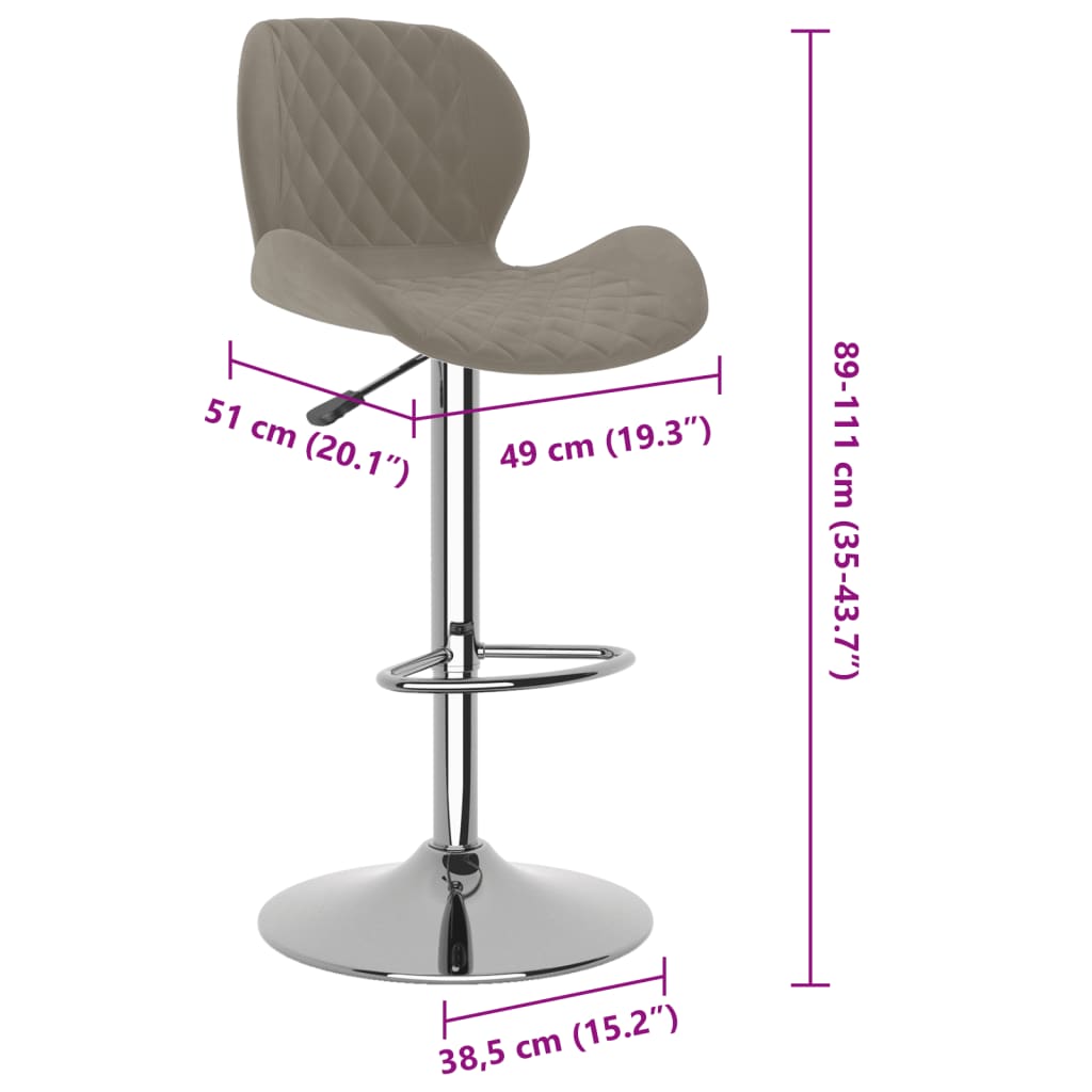 Bancos de bar 2 pcs veludo cinzento-claro