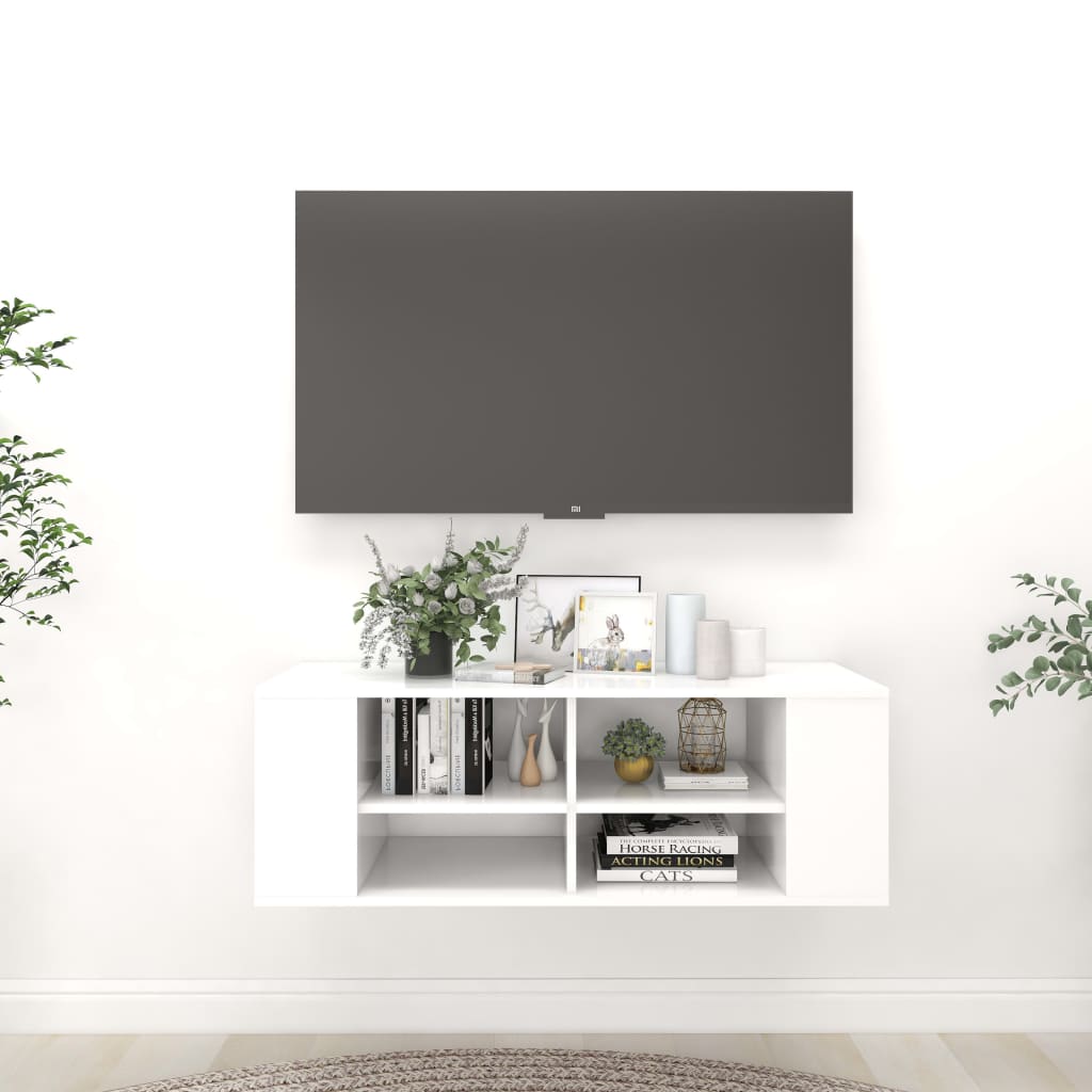 Armário de parede para TV 102x35x35 cm branco e carvalho sonoma