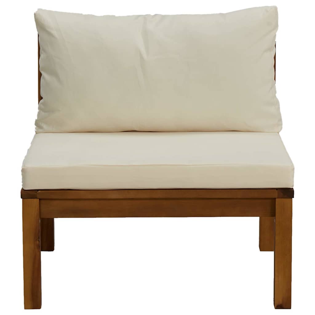 3 pcs conj. lounge de jardim c/ almofadões branco nata acácia